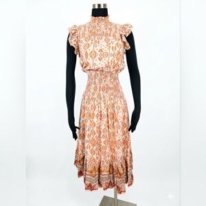 Aqua Bohemian Ruffle Sleeve Dress